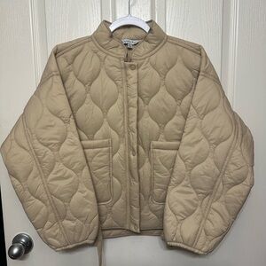 Beige Quilted Women's Puffer Jacket